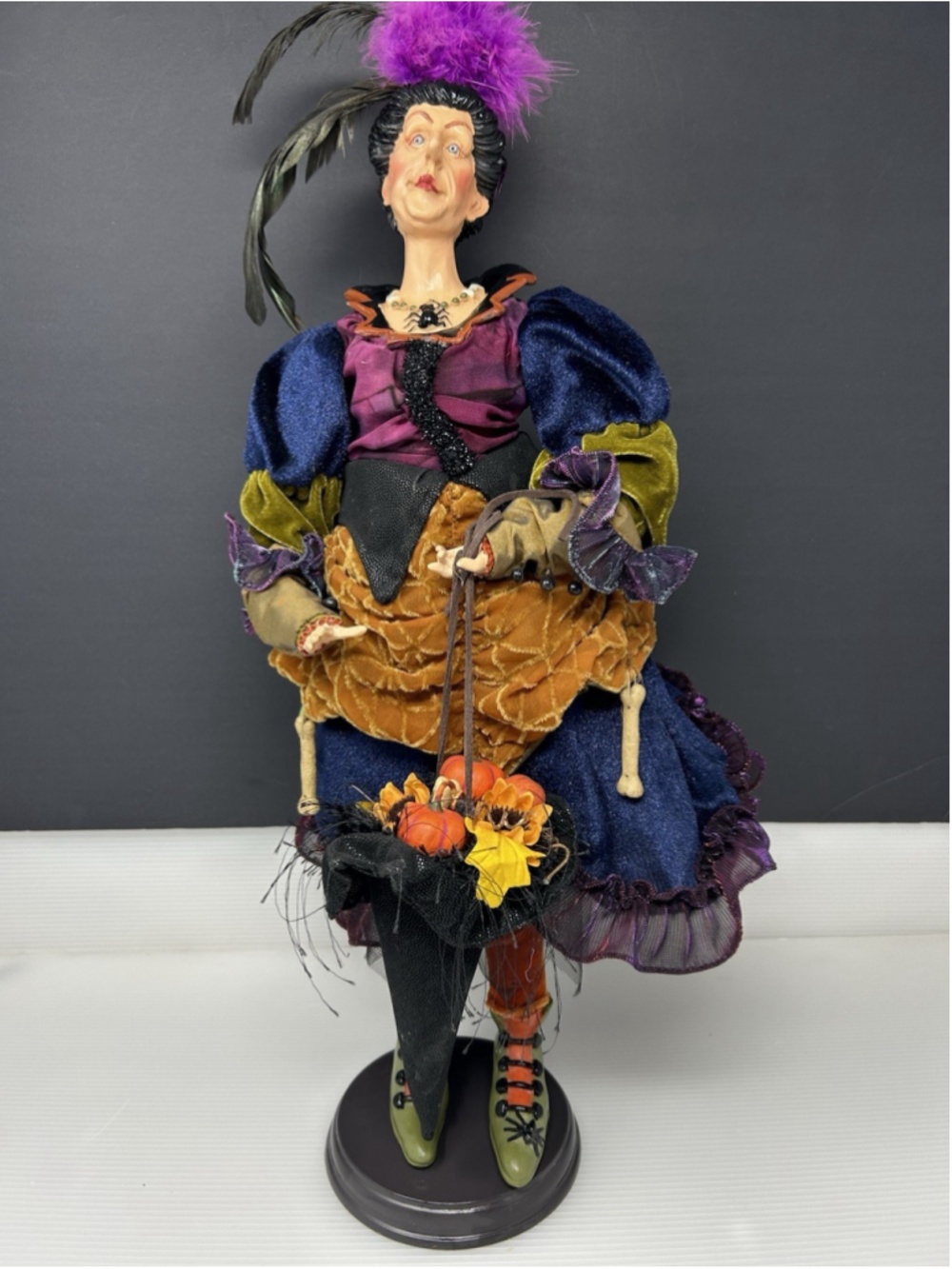 Whimsical Witch Table Top Decoration 22” Tall Halloween Fall Spiders Bones Fun - Picture 2 of 16